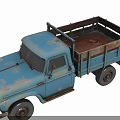 Vintage Blue Truck with Rusty Bed and Weathered Exterior in Retro Style
