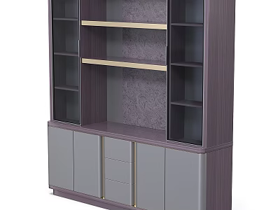 Modern Luxury Purple Grey Decoration Cabinet With Open Shelves And Ample Home Storage Space 3d model