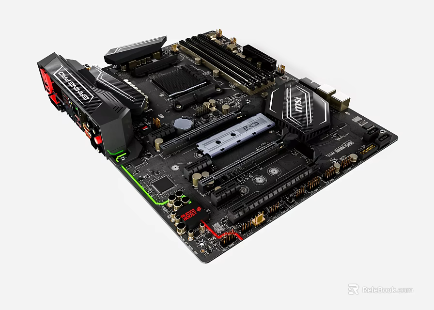 MSI Sleek Black Gaming Motherboard With PCIe Slots And Cooling Heatsinks 3d model 