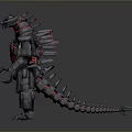 Sci Fi Armored Creature With Black Exoskeleton And Red Accent Patterns