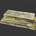 Outdoor Stone Bench And Seat Design With Moss Covered Surface And Concrete Base