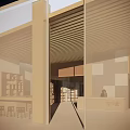 Modern Specialty Store Interior With Open Space Wooden Ceiling And Display Shelves