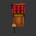 Cartoon Scene Wooden House Shaped Clock With Red Roof And Wheels