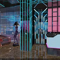 Modern KTV Interior Design With Colorful Lighting And Comfortable Sofa Seating