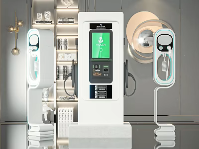 Modern Public Charging Stations With Digital Display And Contemporary Lighting 3d model