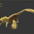 Feathered Dinosaur With Long Tail And Brown Yellow Red Plumage In Dynamic Pose
