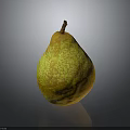 Ripe Yellow Pear With Green Spots On Dark Reflective Surface 3d model