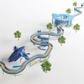Landscape Bridge Landscape Bridge Corridor Frame Park Landscape Bridge Pedestrian Corridor Frame 3d model