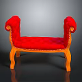 Elegant Red Velvet Single Sofa With Curved Arms And Wooden Legs Design