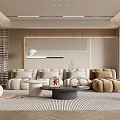 Modern Living Room Interior With Plush Sofas And Coffee Tables 3d model