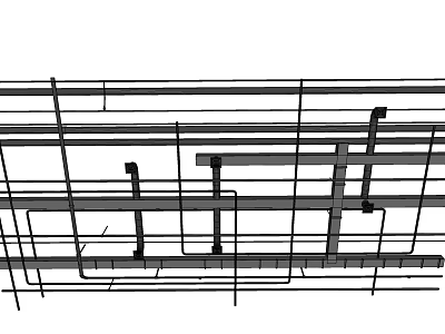Industrial Metal Pipes System Layout With Support Brackets And Structural Framework 3d model