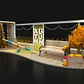 Cozy Fall Themed Wooden Deck With Bench Pumpkins Fruit Basket And Golden Decorations