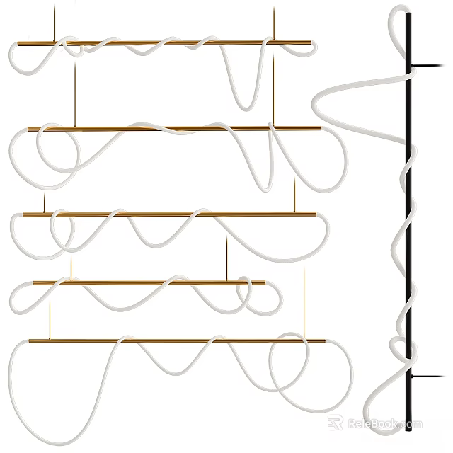 Modern Curved Design Chandelier Featuring Spiral Lines And Metal Frames For Interior Decor 3d model 
