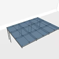 Rectangular Outdoor Canopy Structure With Metal Frame And Blue Shade Panels 3d model