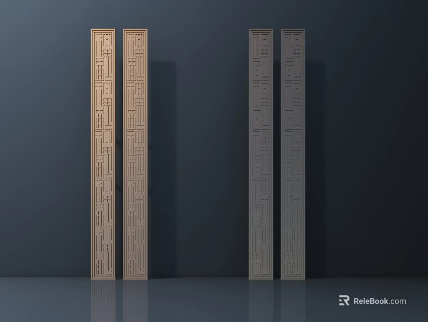 Modern Decorative Room Dividers With Patterned Designs And Two Different Colors 3d model 
