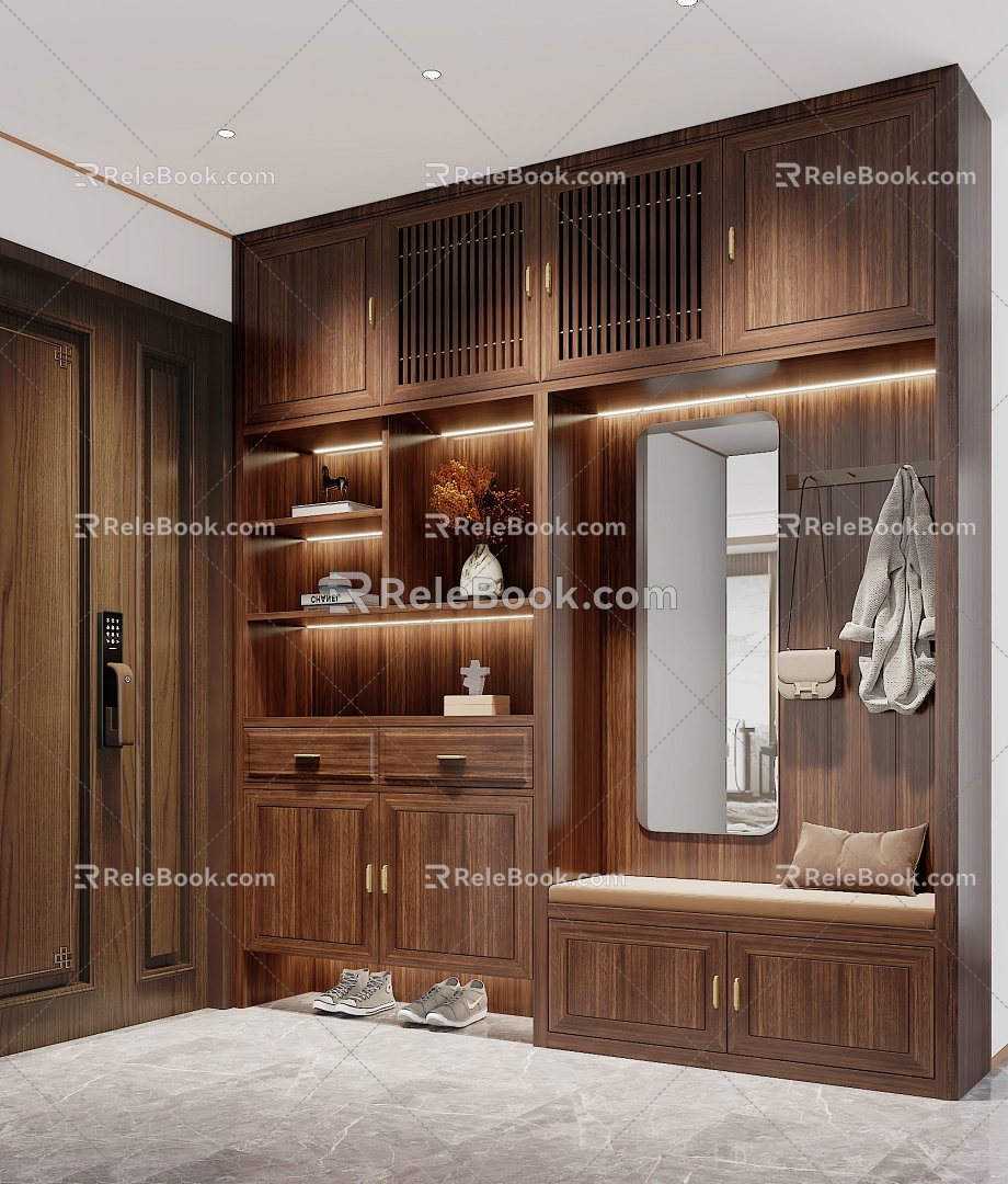 New Chinese Shoe Cabinet Entrance Cabinet 3d model