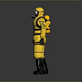 Yellow Protective Suit With A Logo Black Gloves And Black Boots