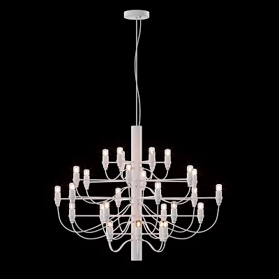 Modern Minimalist White Chandelier With Multi layer Arms And Multiple Bulbs 3d model