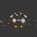 Lego Weapons Collection With Orange Green Design Flags And Treasure Chests