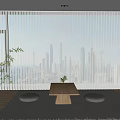 modern floor-to-ceiling window balcony window dream curtain 3d model
