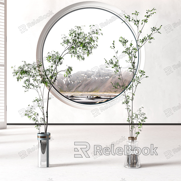 Modern vase plant combination model