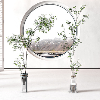 Modern vase plant combination 3d model