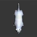 3D Model White Cat Standing On Platform With Reflection And Dark Background