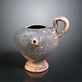 Unique Hand Carved Ceramic Sculpture With Curved Handle Spout And Textured Base