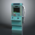 Turquoise Self Service Computer Terminal With Display Screen And Control Buttons