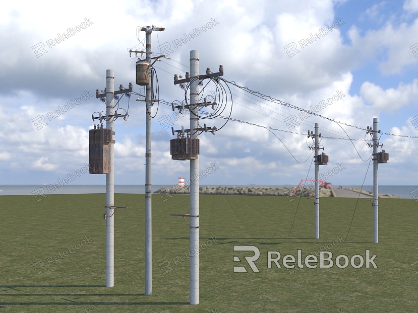 electric pole electric box electric wire model