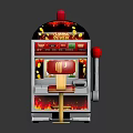 Lucky Seven Classic Slot Machine With Red Chair And Gold Accents Design
