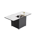 Modern Minimalist Tea Table With Marble Texture Top And Black Cabinet Base 3d model