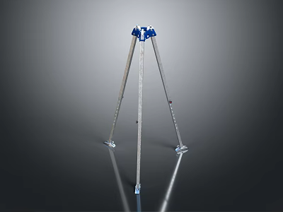 Commercial Equipment Tripod Stand With Adjustable Metal Legs Blue Connector And Stable Base Support 3d model