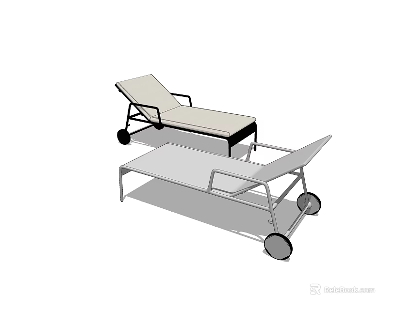 Modern Lounge Chair With Metal Frame Adjustable Backrest Wheels And Comfortable Design 3d model 