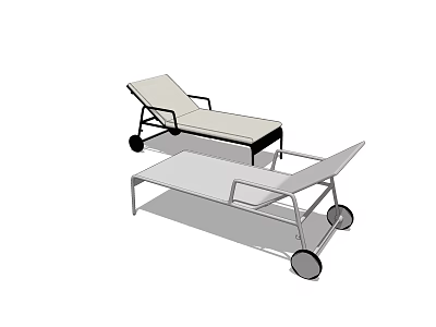 Modern Lounge Chair With Metal Frame Adjustable Backrest Wheels And Comfortable Design 3d model