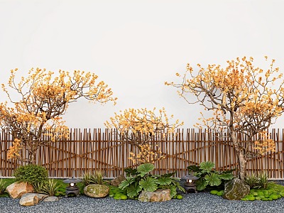 Arbor modeling tree wintersweet old pile plum tree courtyard sketch landscape stone model