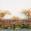 Arbor modeling tree wintersweet old pile plum tree courtyard sketch landscape stone 3d model