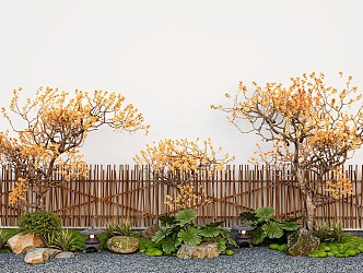 Arbor modeling tree wintersweet old pile plum tree courtyard sketch landscape stone 3d model