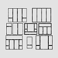 Various Modern Window Frames With Different Design Styles And Black Borders 3d model
