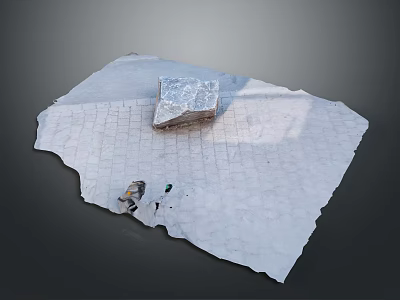 Natural Wood and Stone Materials Display With White Grid Board and Colorful Small Decorative Pieces 3d model