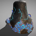 Stone Architectural Component With Blue Glowing Decorations And Intricate Carved Patterns 3d model