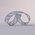 Modern Silver Garden Ornament With Intertwined Metal Bands And Grid Pattern