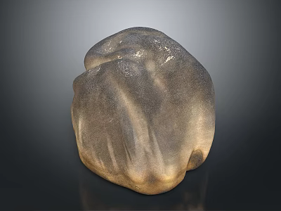 Natural Wooden Stone Decorative Sculpture With Textured Surface For Home 3d model