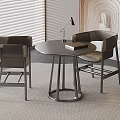 Nordic Hotel Leisure Table and Chair Nordic Saddle Leather Leisure Backrest Chair Nordic Table Lamp Reading Lamp Negotiation Table and Chair Round Table 3d model