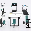 Modern Home Gym Fitness Equipment With Treadmill Exercise Bike Weight Bench And Dumbbells