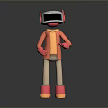 3D Cartoon Robot Character With VR Headset Pink Ears And Colorful Outfit