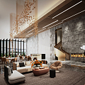 Modern Reception Hall Hotel Club Lobby Lobby 3d model