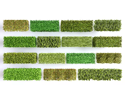 Artificial Decorative Bushes with Various Green Shades and Textures for Landscaping Projects 3d model