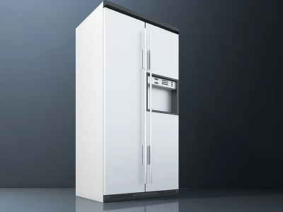 White Double Door Refrigerator With Black Top And Bottom And Central Control Panel Design 3d model