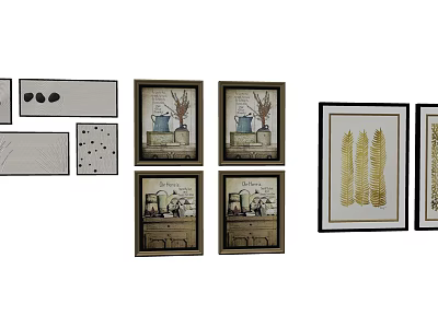 Various Framed Wall Art With Decorative Prints And Artistic Patterns For Home Decor 3d model
